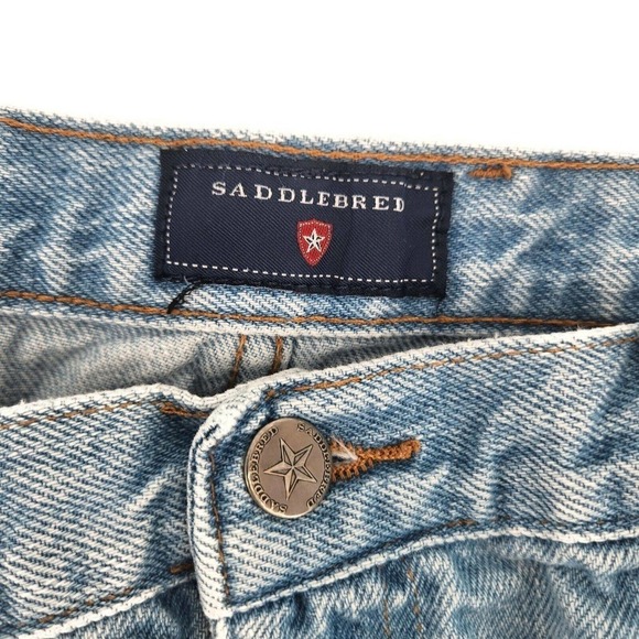 Saddlebred Mens Jeans 38x32 Blue Classic Straight Fit Distressed Denim Bottoms - Picture 5 of 8